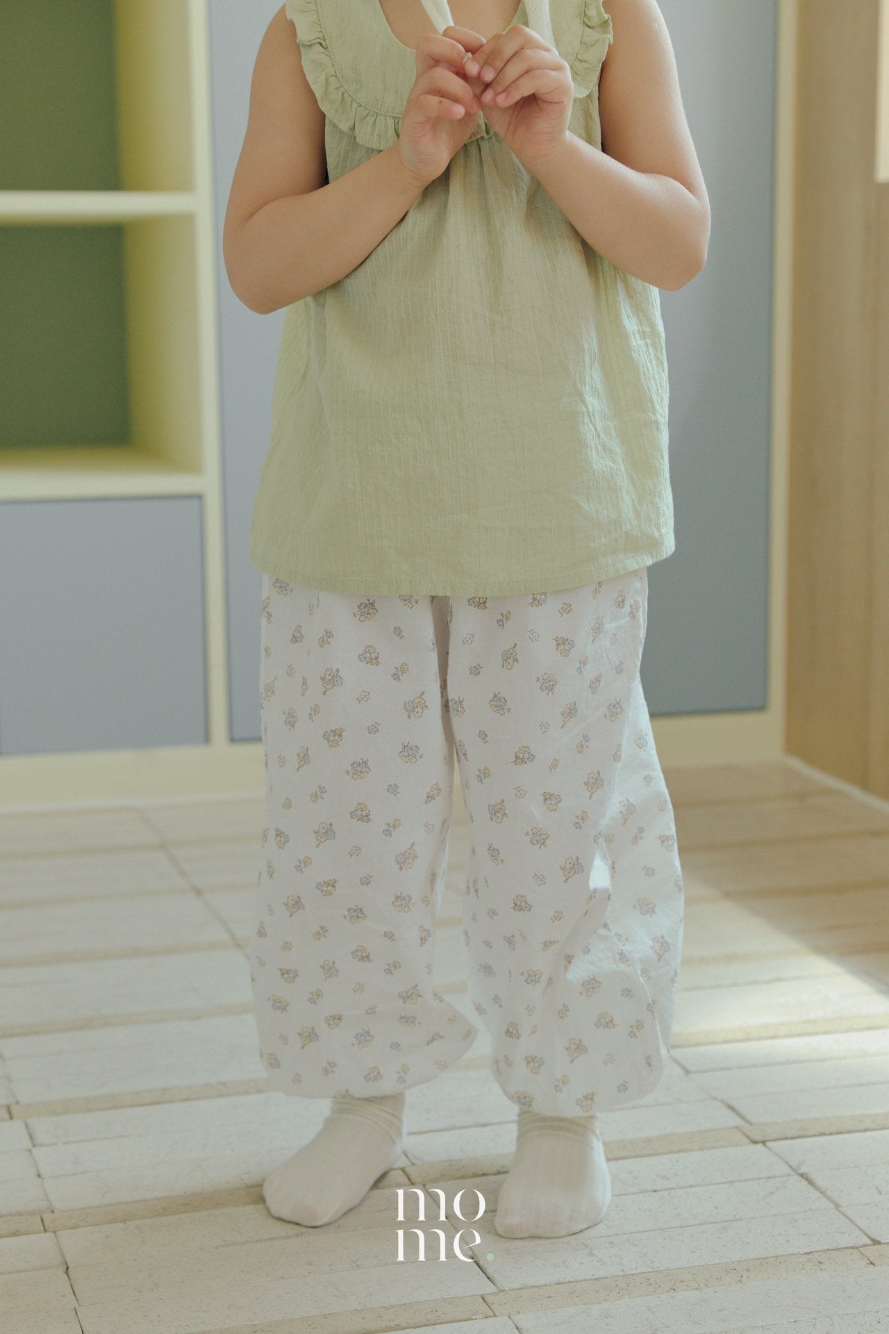 These Pants Korean toddler pants in sky blue floral made in Korea