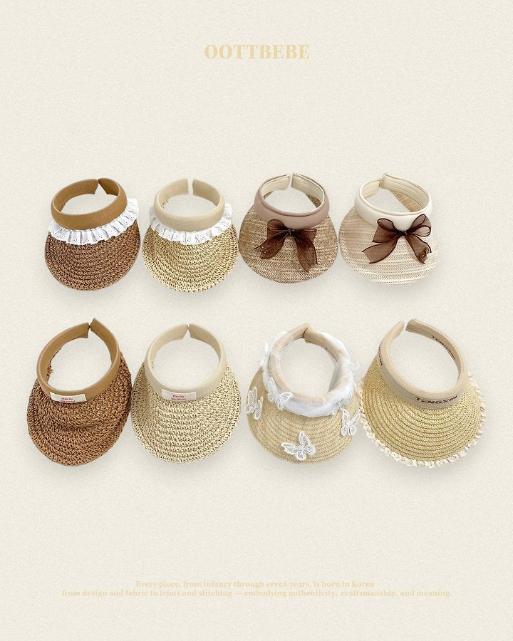 Lovely Sun Cap Korean infant accessory in lace brown made in Korea