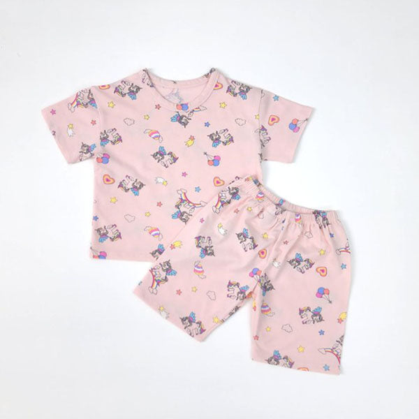 SS Stella Unicorn Top & Bottom Set Korean toddler loungewear in white made in Korea