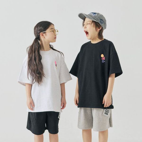 Sunset Short Sleeve Tee Korean toddler t-shirt in black made in Korea