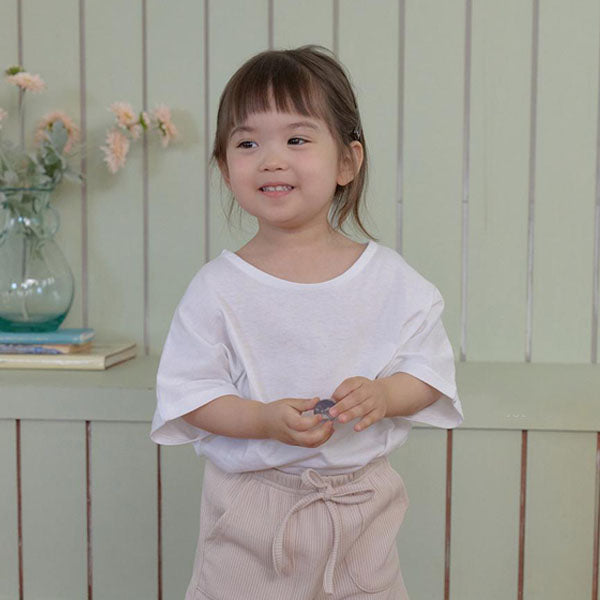 Basic Boxy Tee Korean infant t-shirt in ivory made in Korea