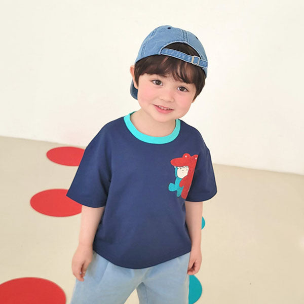 Little Kid Tee Korean toddler t-shirt in navy made in Korea