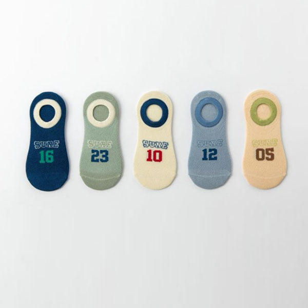 Number 5-Piece No-Show Socks Set Korean toddler accessory in 5 colors set made in Korea