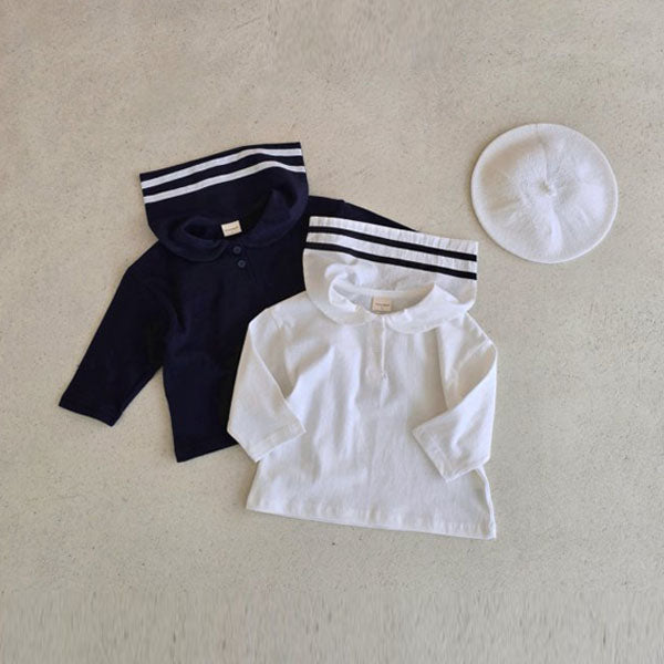 Sailor Collar Tee Korean infant t-shirt in ivory made in Korea