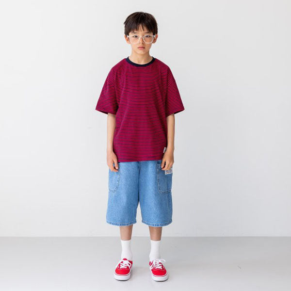 Mark Knee-Length Pants Korean toddler pants in blue denim made in Korea