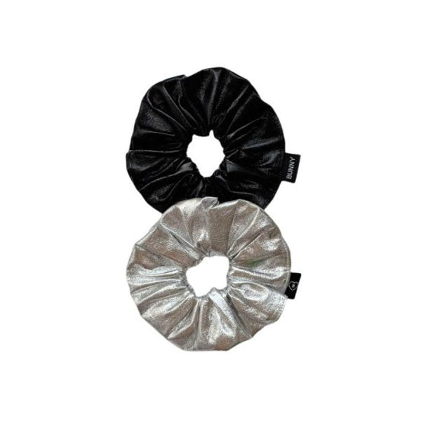 Glossy Scrunchie Korean kids hair accessories in silver made in Korea
