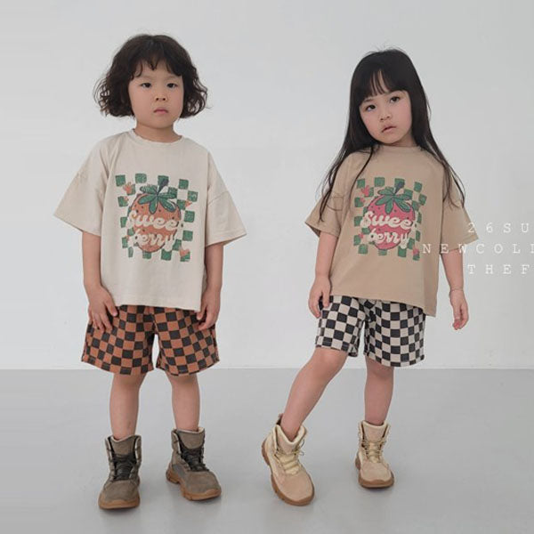 Checkered Pants Korean toddler pants in beige made in Korea