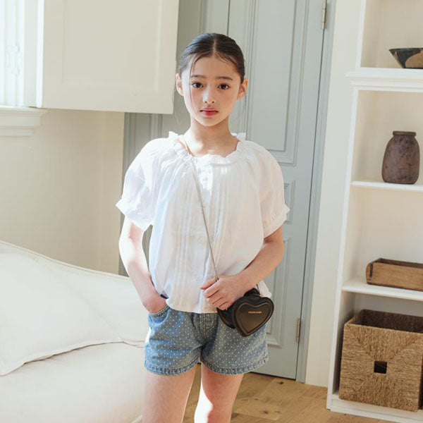 B01 Ruffle Blouse Korean toddler blouse in yellow made in Korea