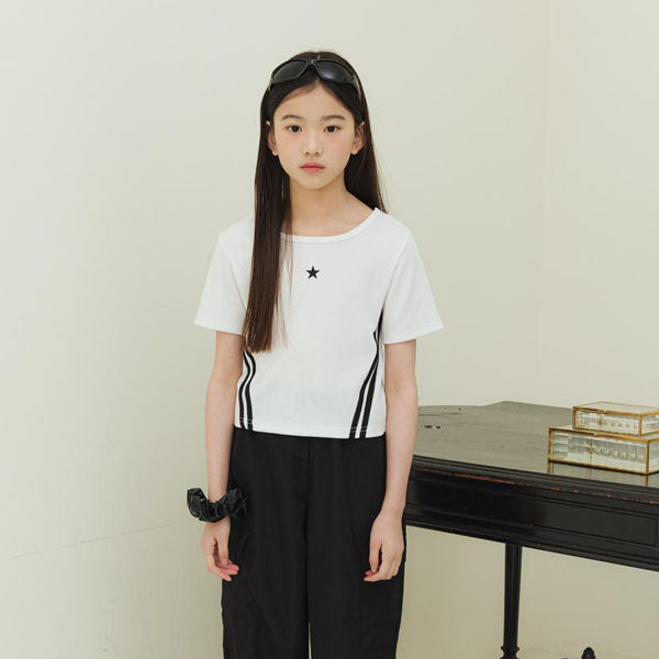 T04 Ribbed Tee Korean toddler t-shirt in ivory made in Korea