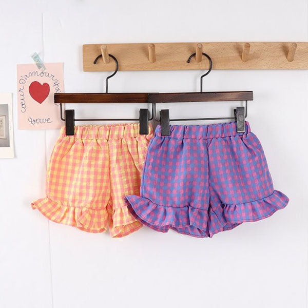 Check Bubble Pants Korean toddler pants in orange made in Korea