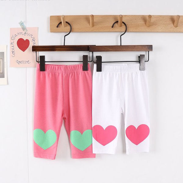 Heart Leggings Korean toddler pants in white made in Korea
