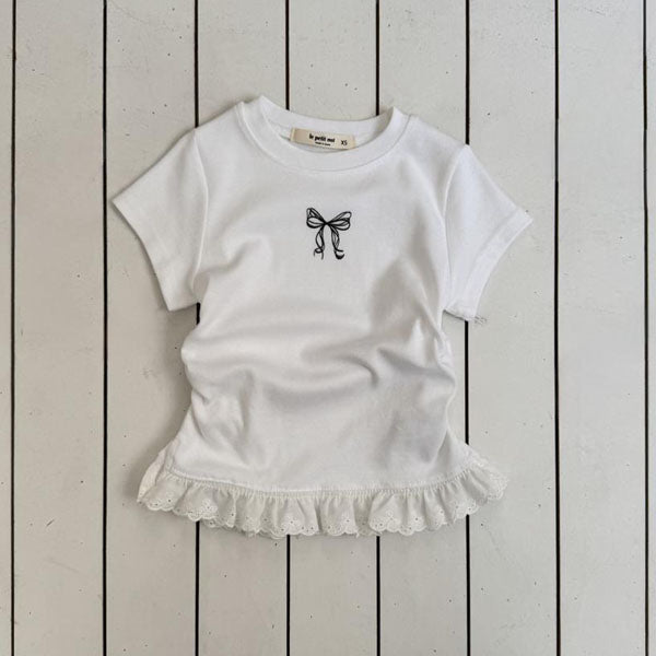 Ribbon Shirred Tee Korean toddler t-shirt in navy made in Korea