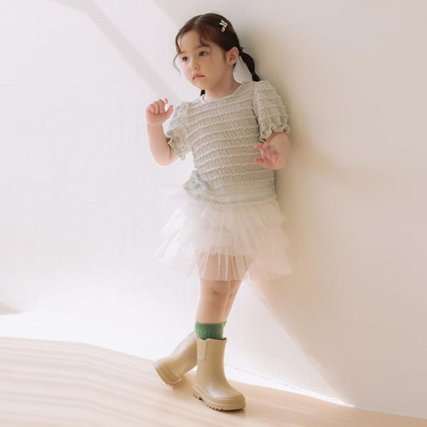 Mesh Tiered Skirt + Inner Shorts Korean toddler skirt in pink made in Korea