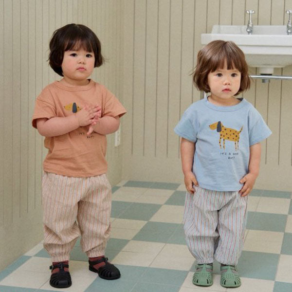 Dog Top & Bottom Set Korean toddler set in sky blue made in Korea