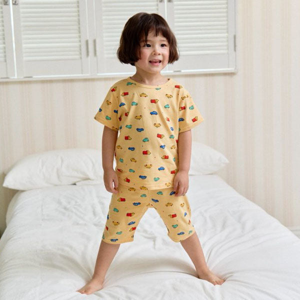 Car Loungewear Korean toddler loungewear in ivory made in Korea