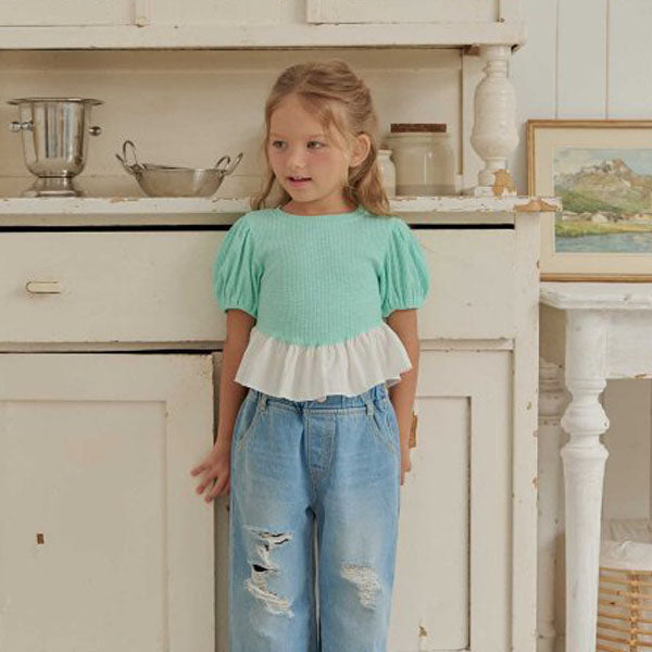 Maple Color-Block Tee Korean toddler t-shirt in pink made in Korea