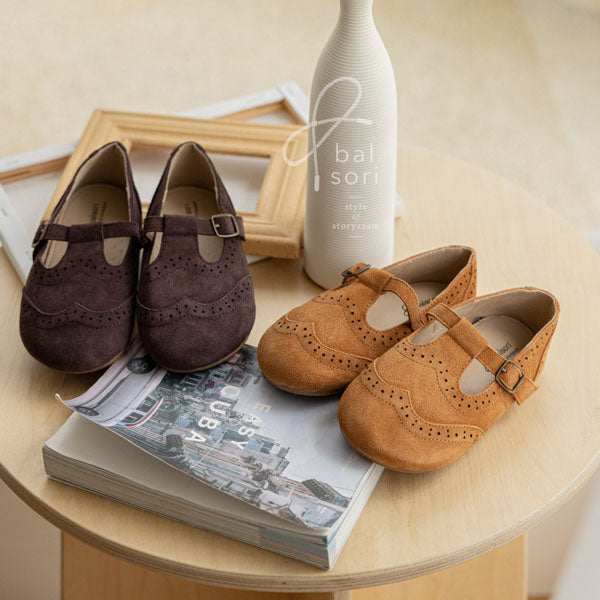 BB295A Suede Kid Loafers Korean infant shoes in beige made in Korea