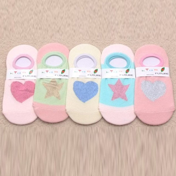Peach No-Show Socks Korean toddler accessory in 5-piece set made in Korea