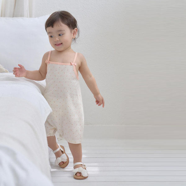 B Blanc Polka Dot Bodysuit Korean infant bodysuit in peach made in Korea