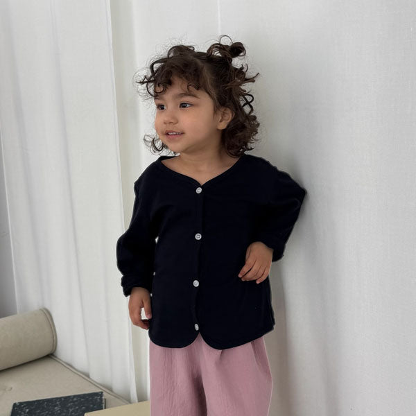 Cotton Summer Cardigan Korean toddler sweater in navy made in Korea