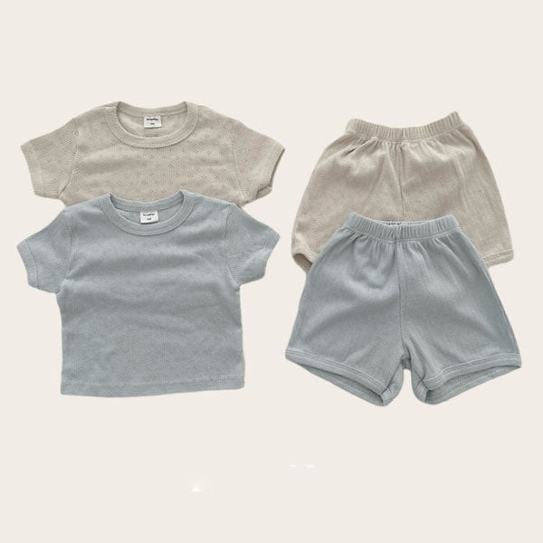 Eyelet Set Korean toddler set in beige made in Korea