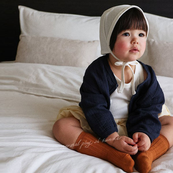 Soft Bonnet Korean infant accessory in ivory made in Korea