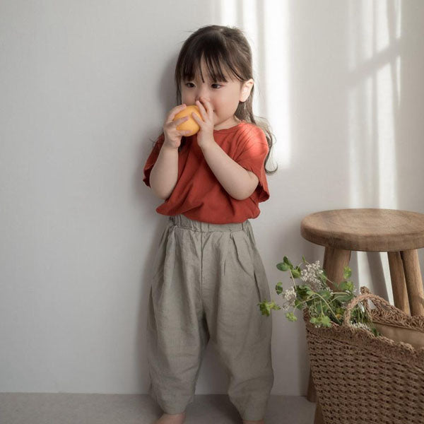 Linen Wood Pants Korean toddler pants in blue navy made in Korea