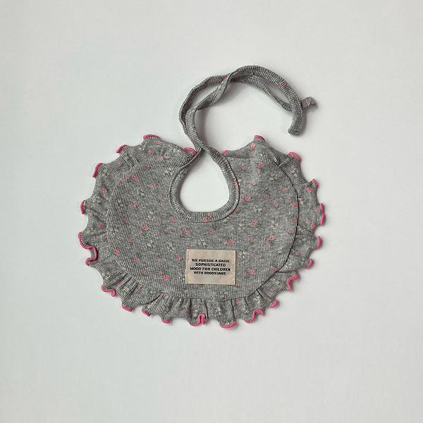 Flare Bib Korean infant accessory in heather made in Korea