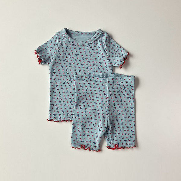 Rosy Short Sleeve Set-Up Korean infant set in sky blue made in Korea