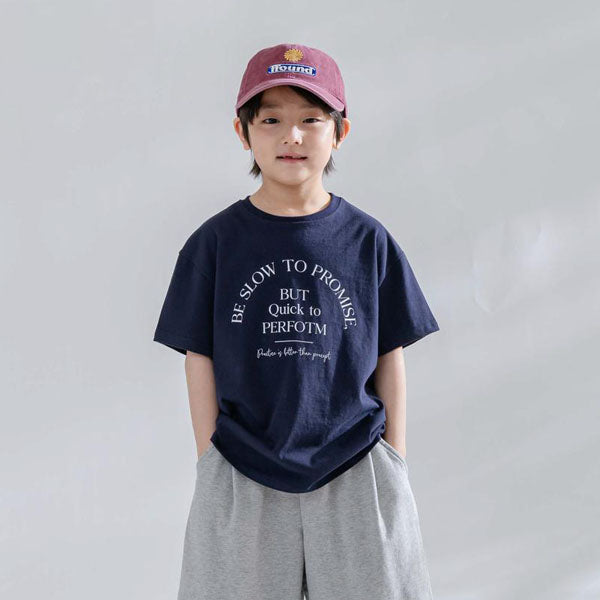 Simple Letter Short Sleeve Tee Korean toddler t-shirt in light heather made in Korea