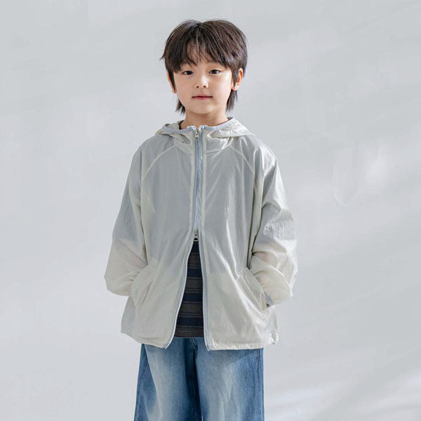 Glossy Hooded Jacket Korean toddler jacket in cream made in Korea