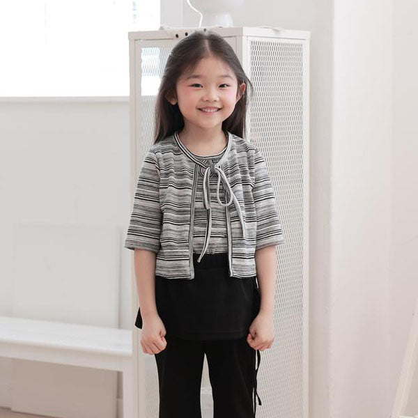 Mix Cardigan Korean toddler sweater in black made in Korea