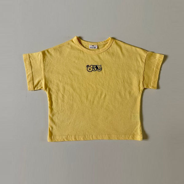 Cat Tee Korean toddler t-shirt in yellow made in Korea