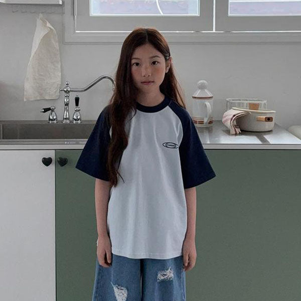 Standard Raglan Tee Korean toddler t-shirt in navy made in Korea