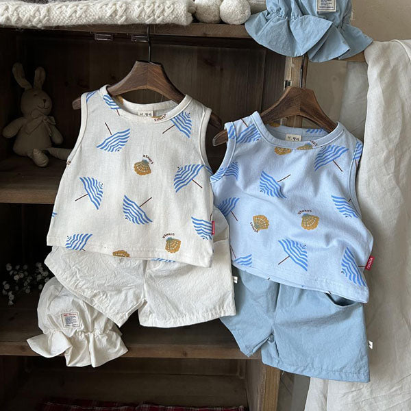 Parasol Tank Top Korean toddler tank top in ivory made in Korea