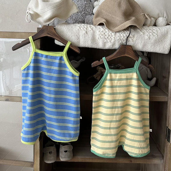 Triple-Stripe Bodysuit Korean infant bodysuit in yellow made in Korea