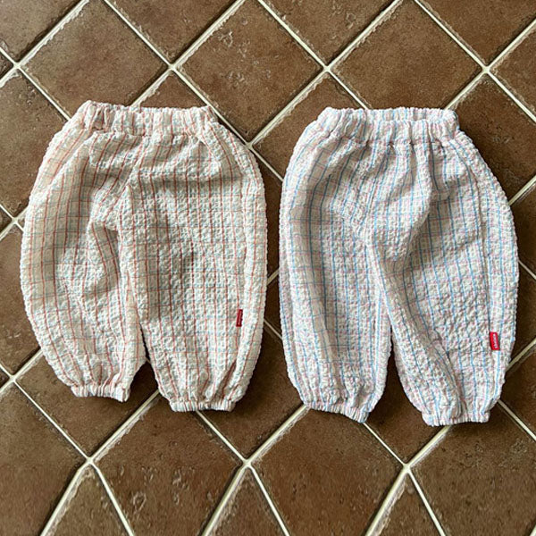 Sherbet Check Pants Korean toddler pants in blue stripe made in Korea