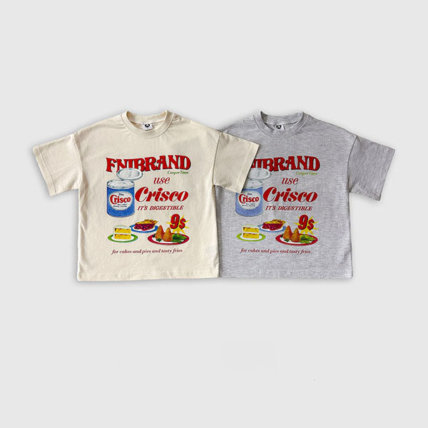 Crisco Short Sleeve Tee Korean toddler t-shirt in white oatmeal made in Korea