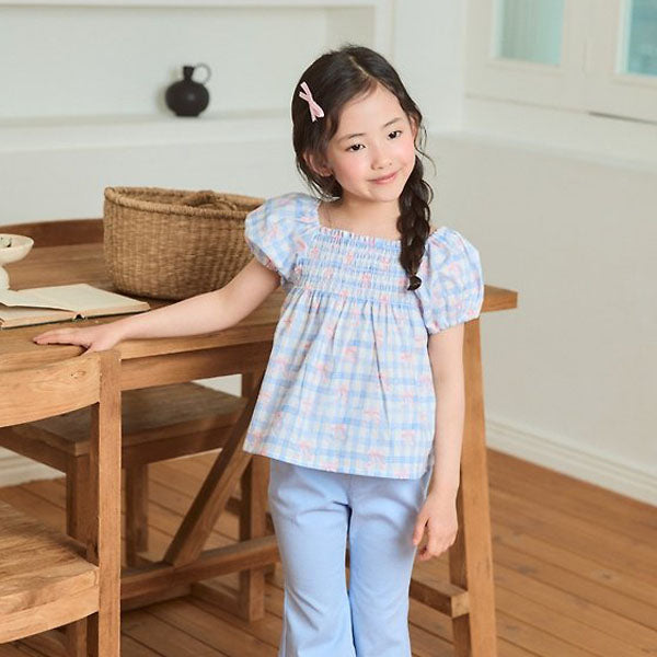 Square Blouse Korean toddler blouse in check made in Korea