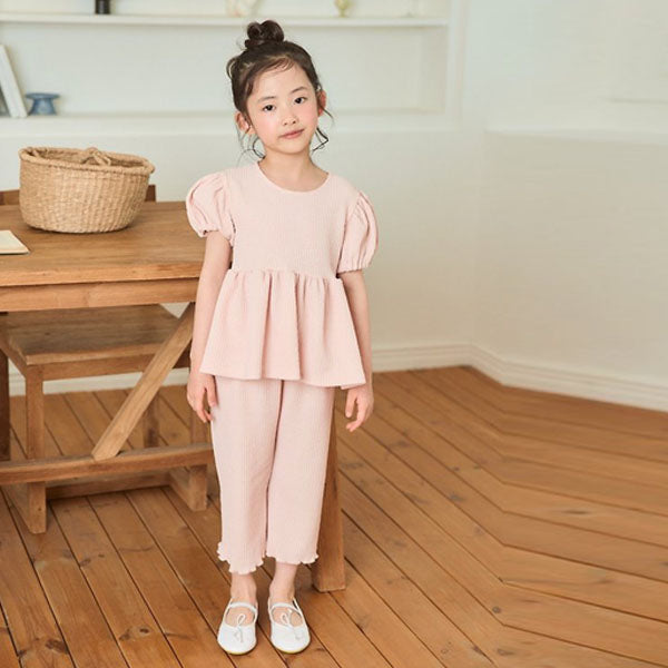 Puff Set Korean toddler set in pink made in Korea