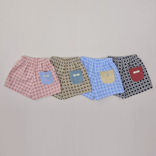 Check Bear Shorts Korean toddler shorts in milk brown made in Korea