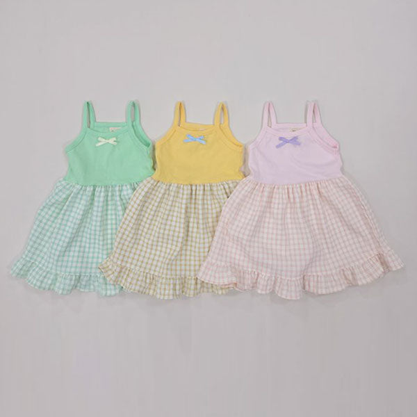 Ruffle Ribbon Tank Dress Korean toddler dress in pink made in Korea