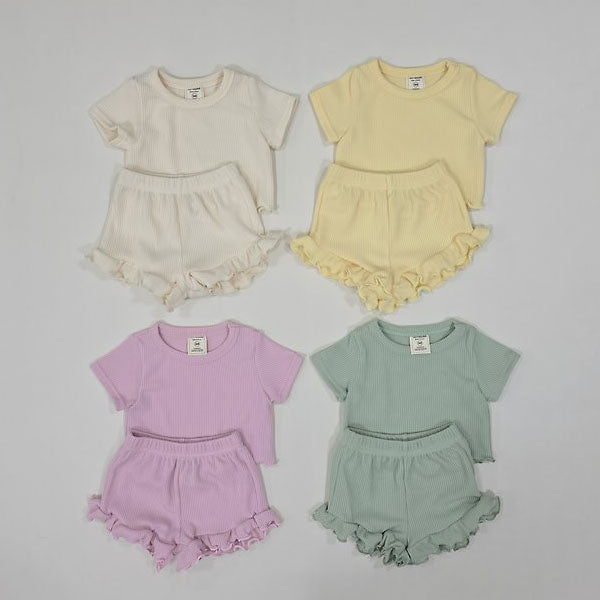 Fresh Ruffle Top & Bottom Set Korean toddler set in lemon made in Korea