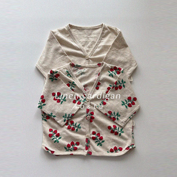 Linen Cardigan Korean infant sweater in beige made in Korea