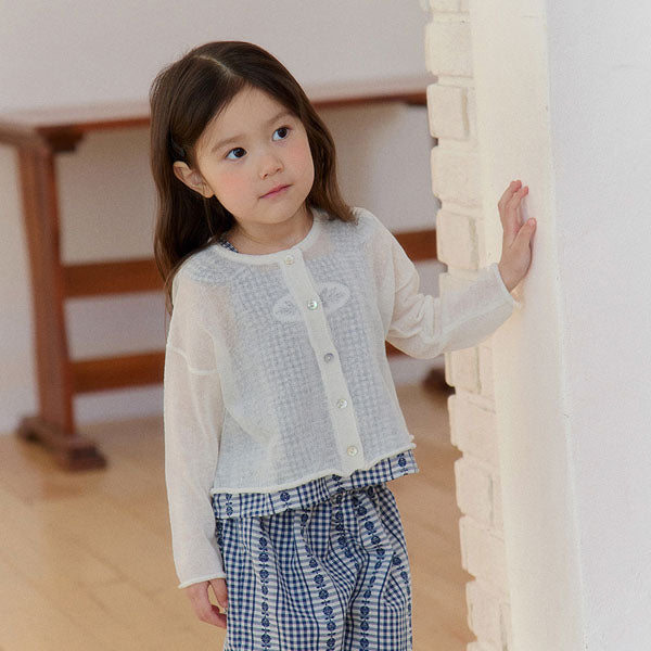 Summer Linen Cardigan Korean toddler sweater in ivory made in Korea