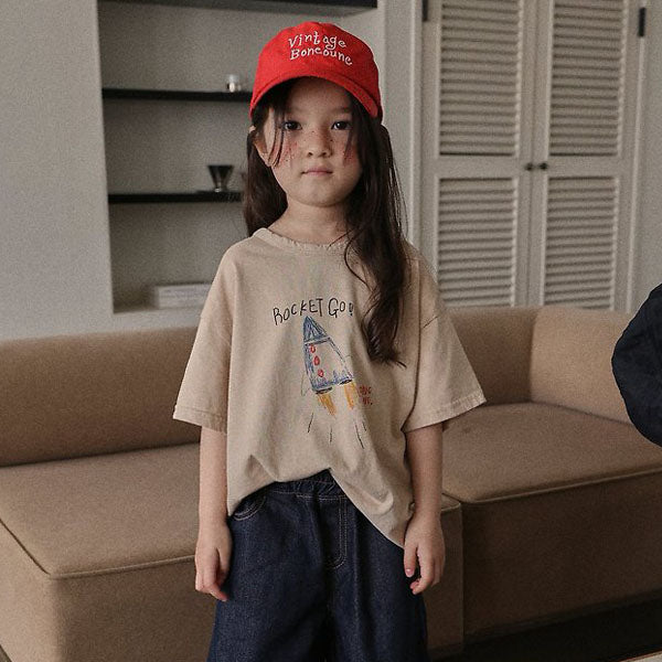 Rocket Go Short Sleeve Tee Korean toddler t-shirt in heather made in Korea