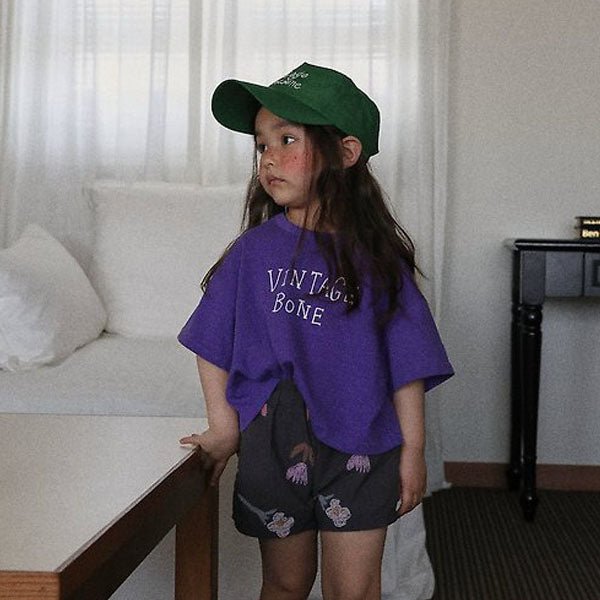 Vintage Cropped Tee Korean toddler t-shirt in purple made in Korea