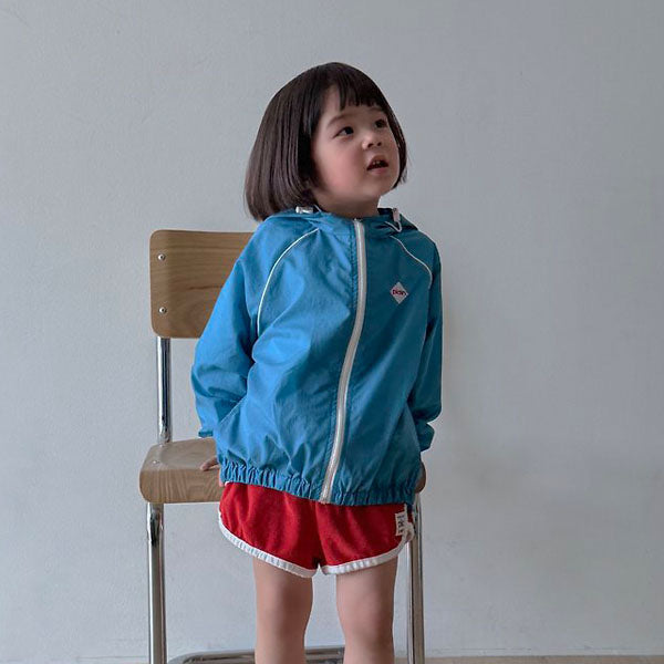 Summer Side-Stripe Windbreaker Korean toddler jacket in orange made in Korea