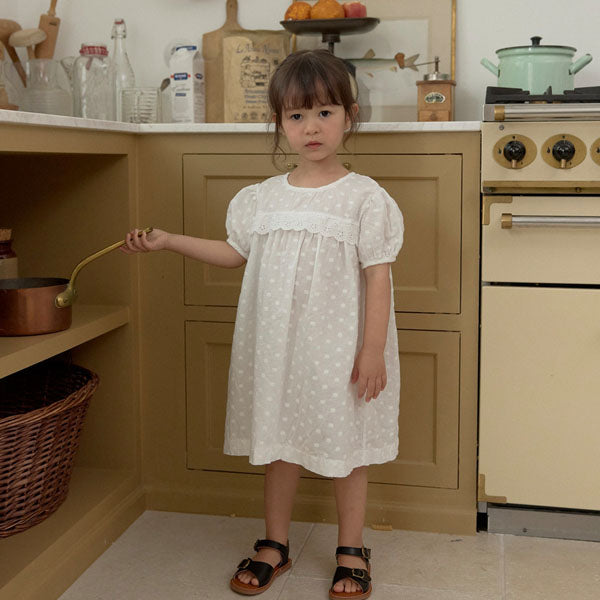 Pretty Sandy Dress Korean toddler dress in blue floral made in Korea