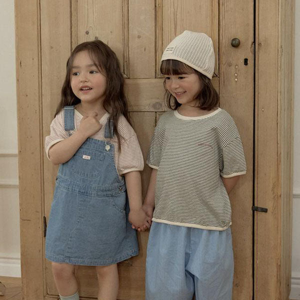 Pretty Pinstripe Tee Korean toddler t-shirt in pink made in Korea